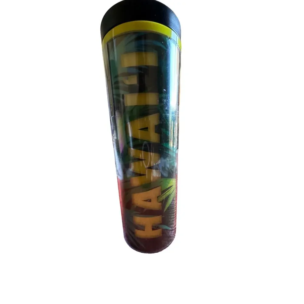 Starbucks Hawai'i Yellow and Green Tropical Coffee Cup Tumbler BPA free